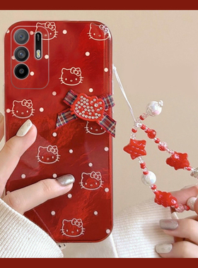 2026波点kt猫适用oppoa3pro手机壳a2x红色a1手链a97新年a96凯蒂猫a95a93a91a72a58a57a52a32a11a9a31a8a5卡通