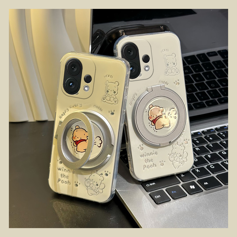 动漫维尼熊适用vivos30promini手机壳s20可爱s19pro立体s17t可旋转s16e支架t1新款s15硅胶s12/s10/s9/s7/s1软