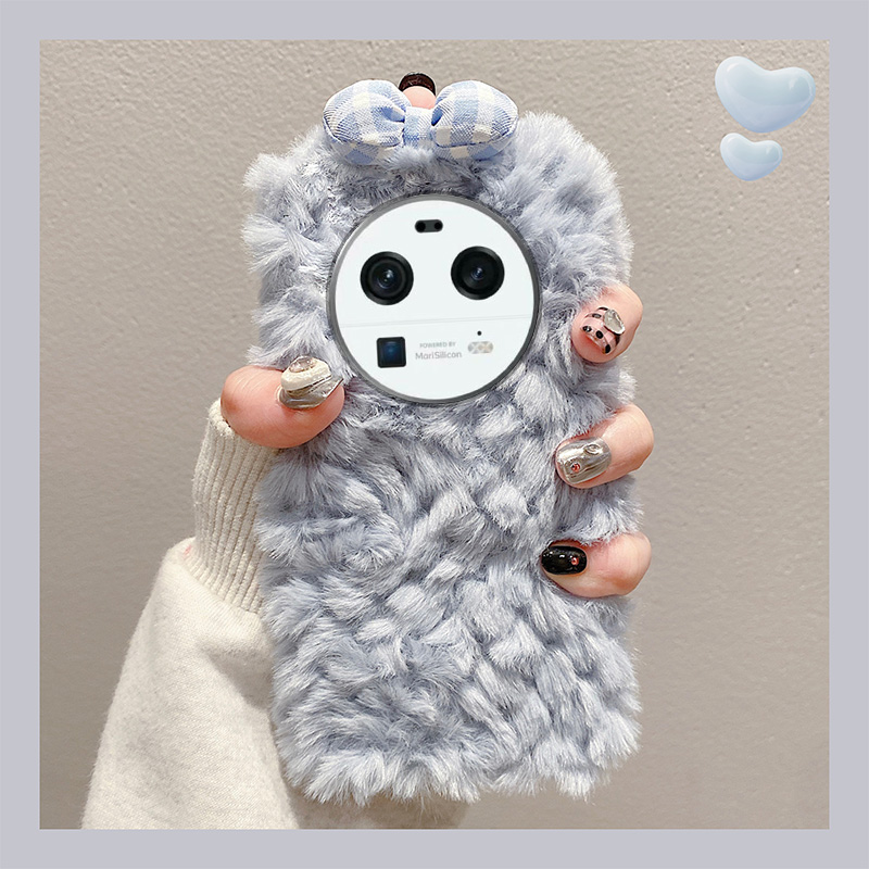 毛绒绒毛茸茸秋冬季少女心蝴蝶结手机壳