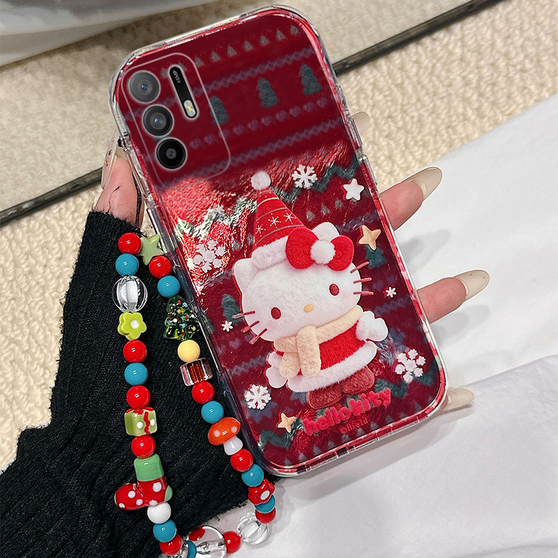 圣诞雪花kt猫适用oppoa3pro手机壳a2x红色a1新年a97手链a96凯蒂猫a95a93a91a72a58a57a52a32a11a9a31a8a5卡通