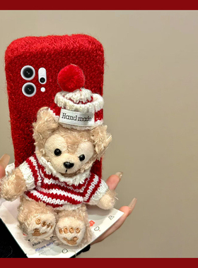 圣诞小熊适用opporeno15手机壳reon14立体13红色12pro秋冬11毛绒10por+毛茸茸9卡通7se可爱5k/4se/oppo硅胶软