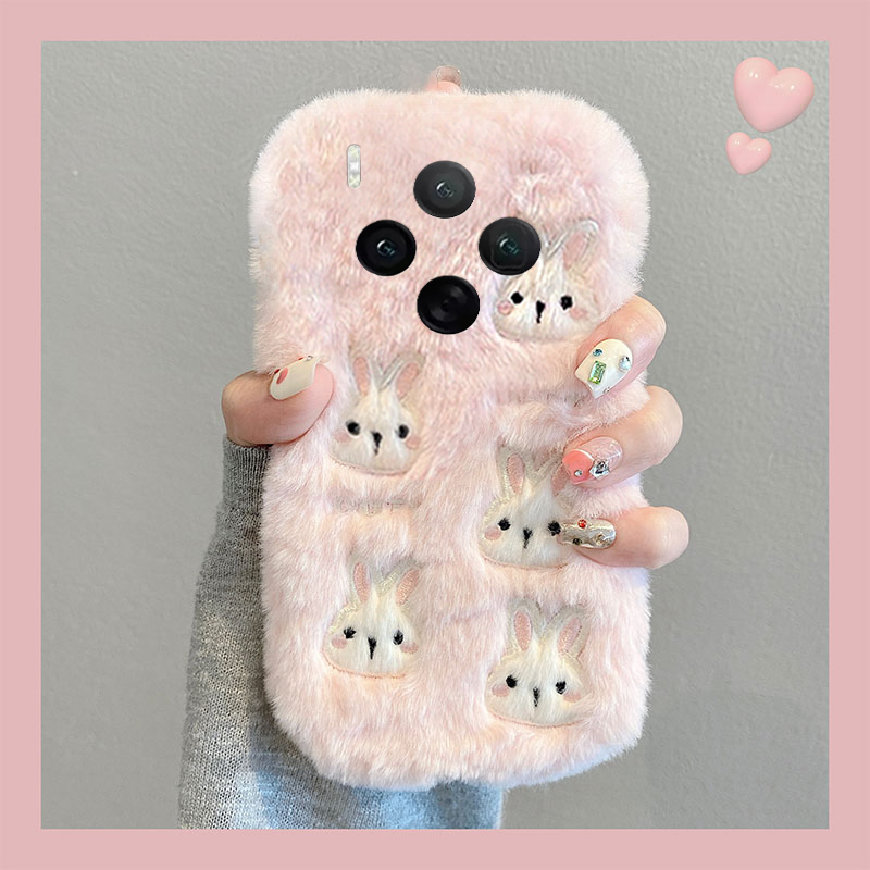 粉色刺绣兔子适用vivox300手机壳x200可爱x100pro+毛茸茸x100ultra秋冬季x90s卡通t2s/x80s/x70/x60+十vivo软