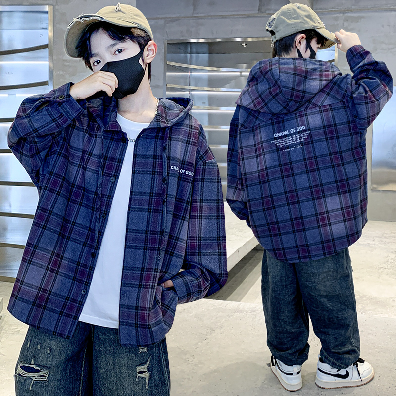 儿童牛仔衬衫男生精致长袖服饰舒服衬衣秋款日系穿搭外套炸街翻领