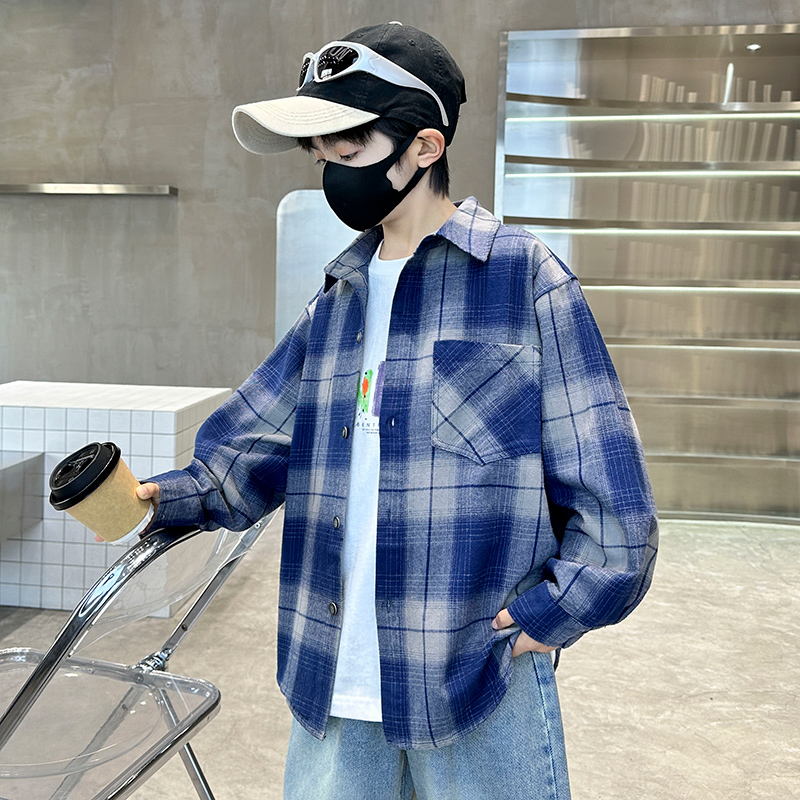 男大童外套衬衫长袖潮装潮款潮酷韩系炸街儿童装男孩超好看新款