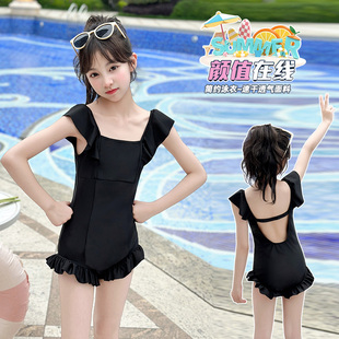 舒适时髦超好看甜美夏潮少女潮装 儿童泳衣女童流行时尚 潮范休闲