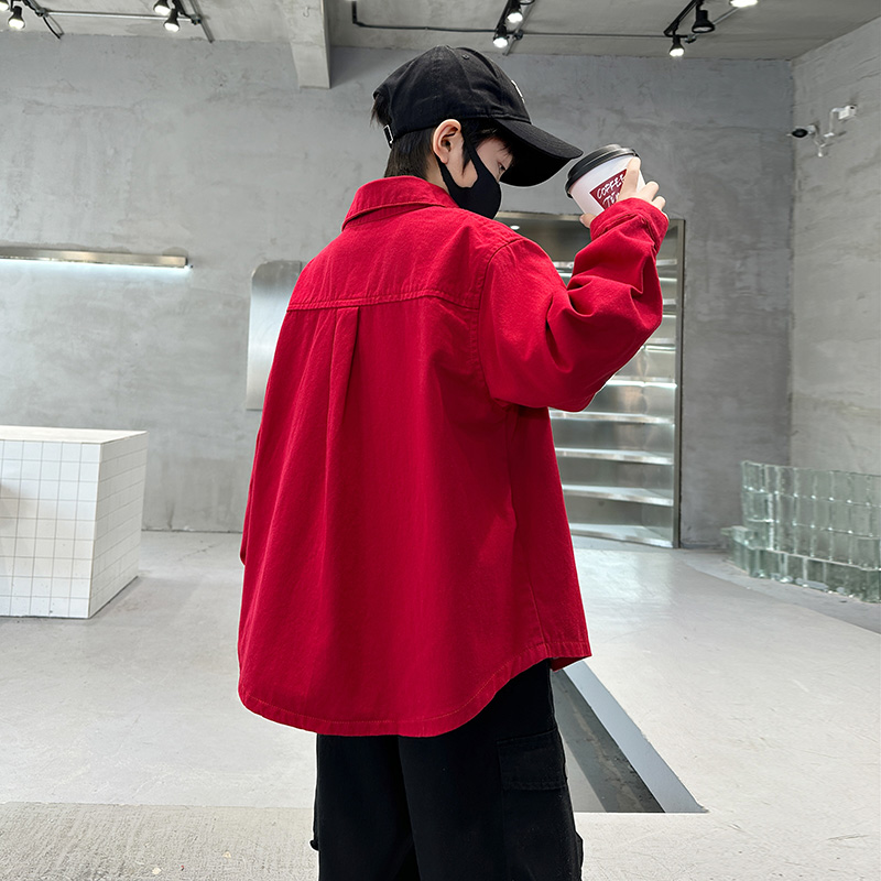 男童长袖衬衫潮服超酷新款开衫初秋搭配早秋炸街舒适格子衫潮童