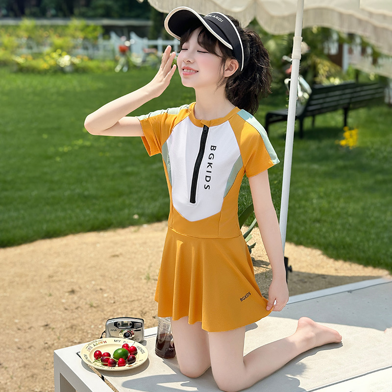 连体泳衣女夏大童流行韩版舒适舒服简约女生童装新款夏天潮酷服装