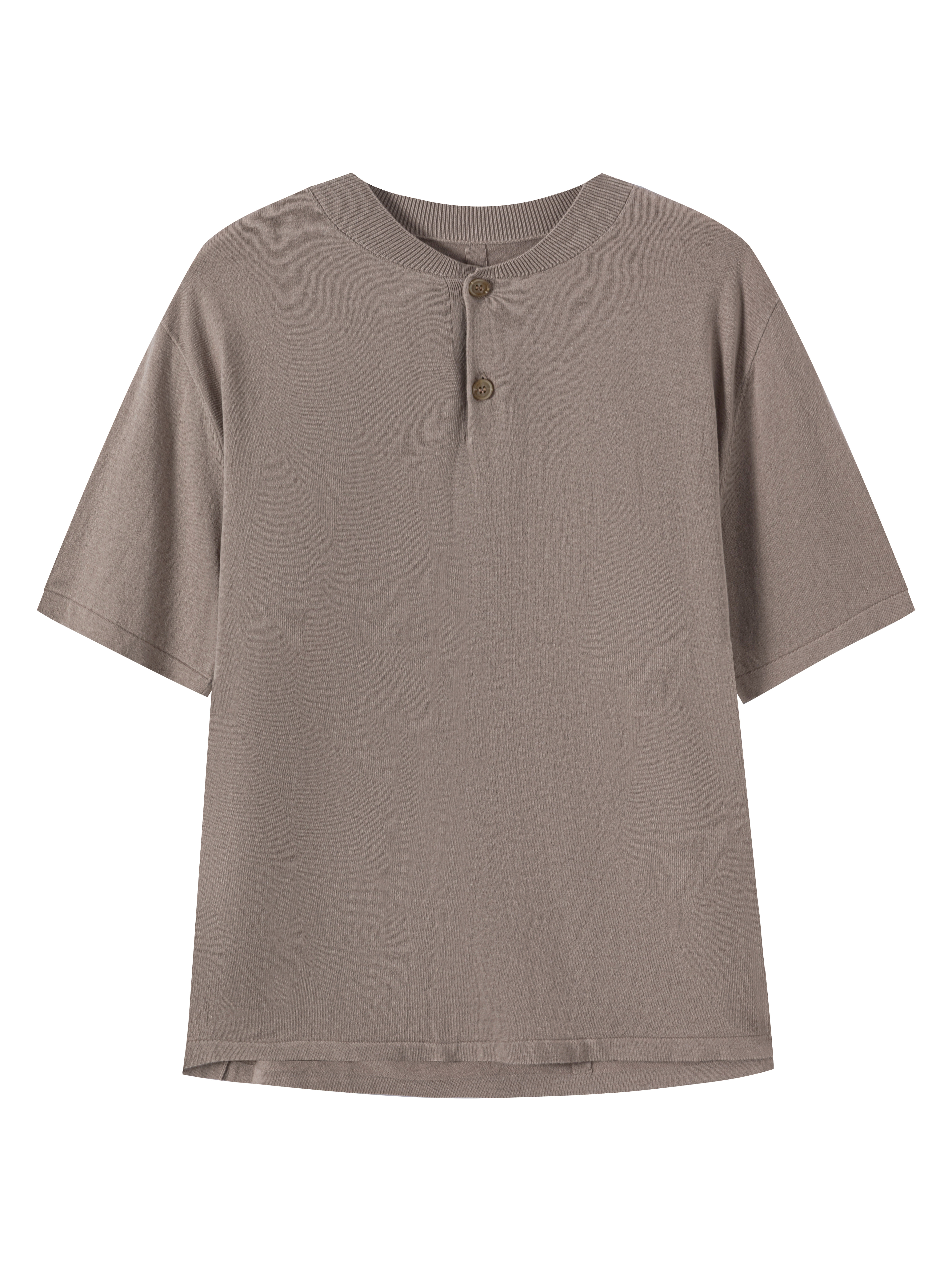 thumbnail for SOSOSRY Row, Consinee Yarn, Wool, Linen and Cotton Blend, Old Money Knit, Henley Collar T-Shirt Short Sleeve