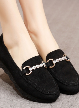 老北京布鞋女新款时尚软底平底上班豆豆单鞋黑色久站工作鞋不累脚