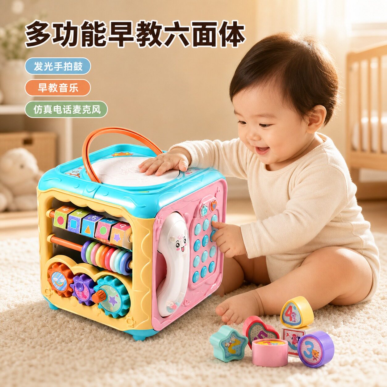六面体百宝箱儿童积木对对碰玩具