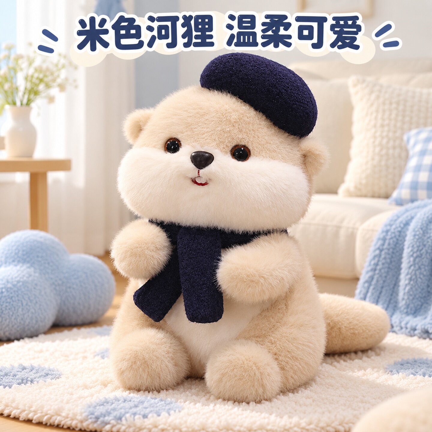 婴幼儿益智萌趣河狸毛绒玩偶3-12岁宝宝柔软安抚伴睡公仔男孩女孩