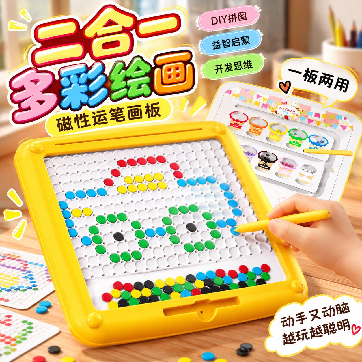 二合一双面磁性儿童画板无尘益智