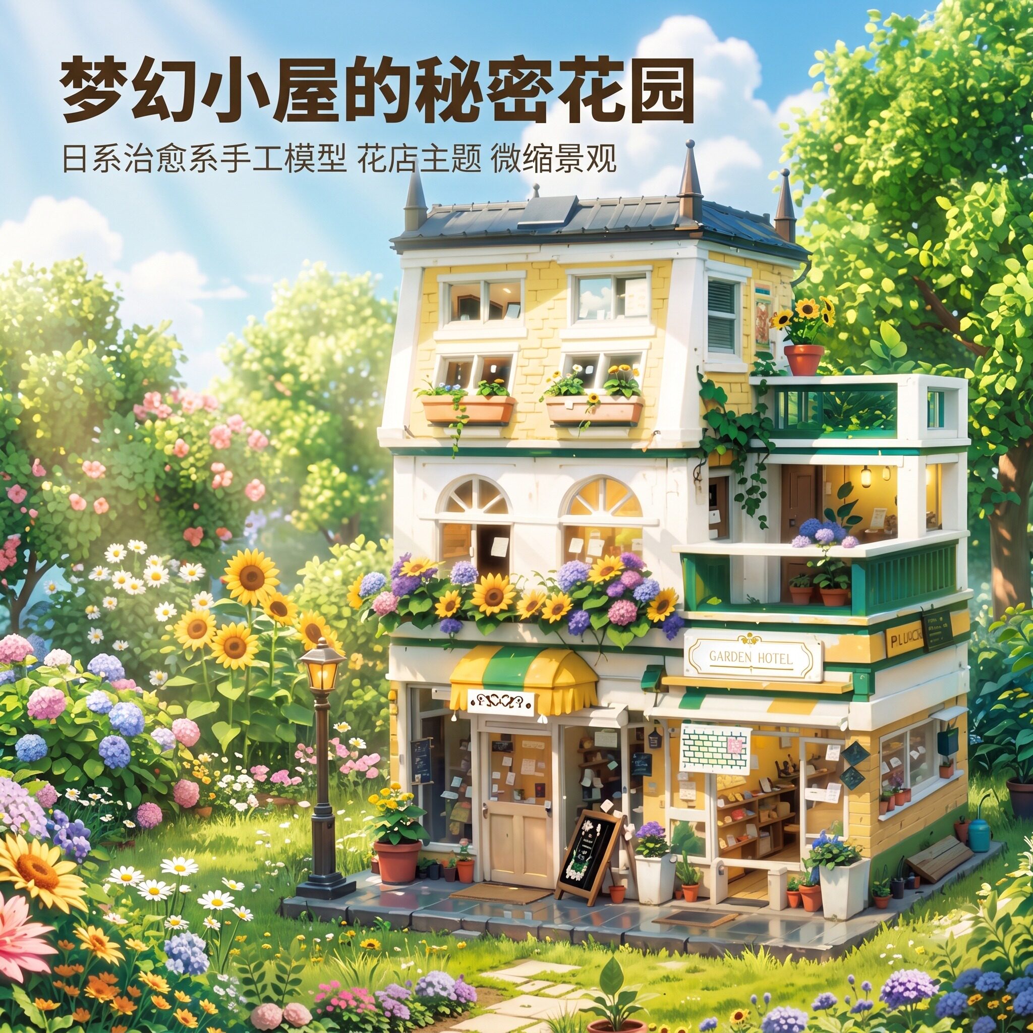 花园积木街景系列女孩拼装玩具