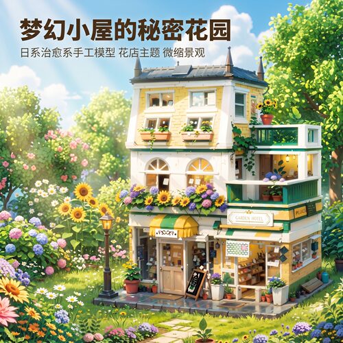 花园积木街景系列女孩拼装玩具