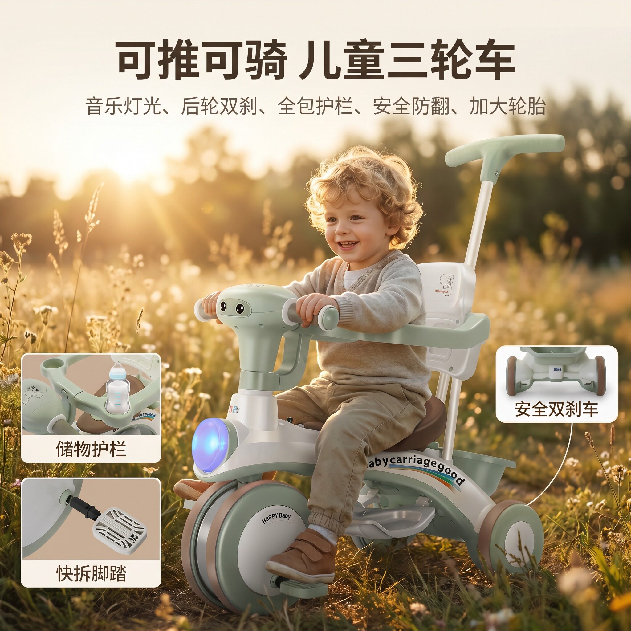 多功能成长三轮车童年好伙伴