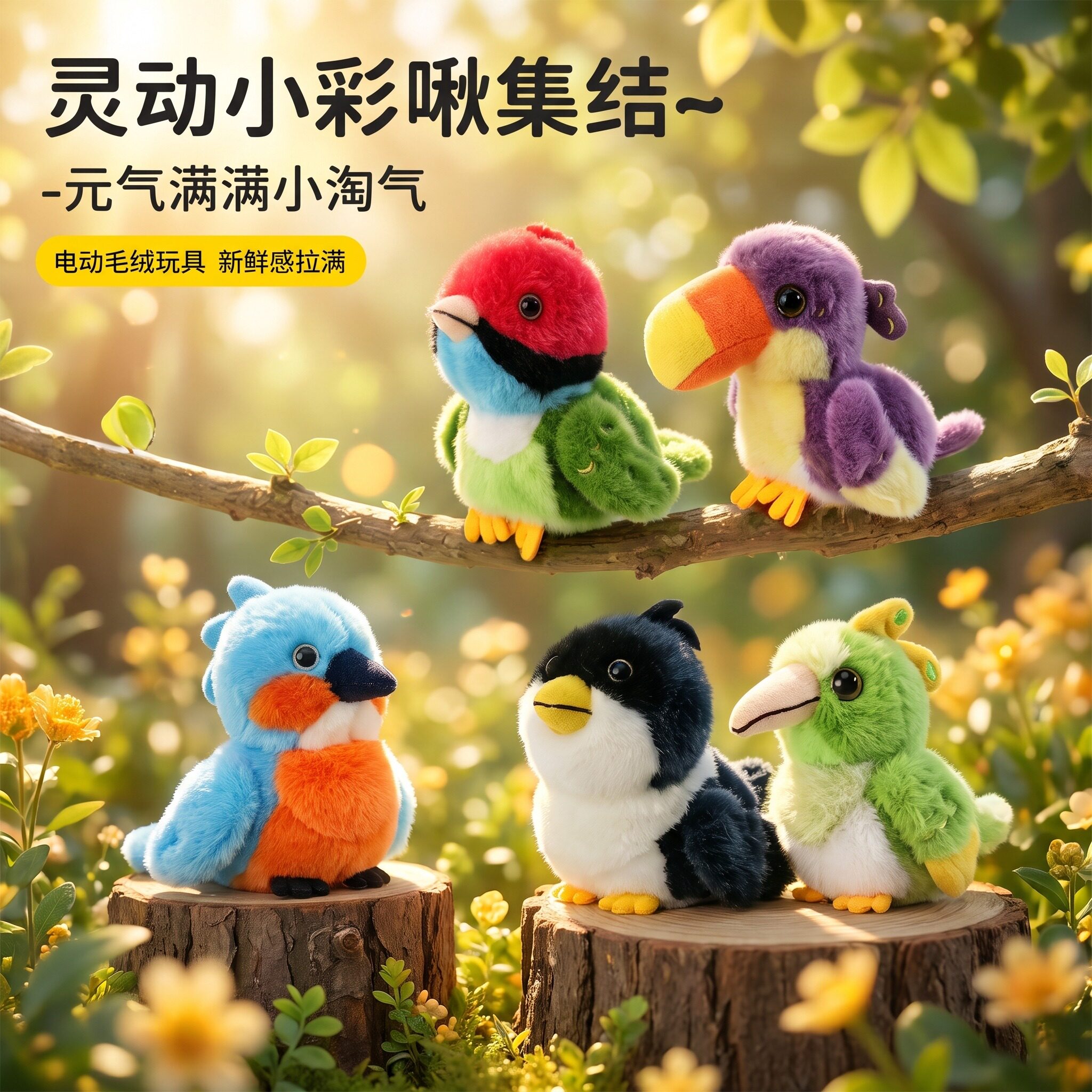 鸟毛绒手表挂件学舌仿真