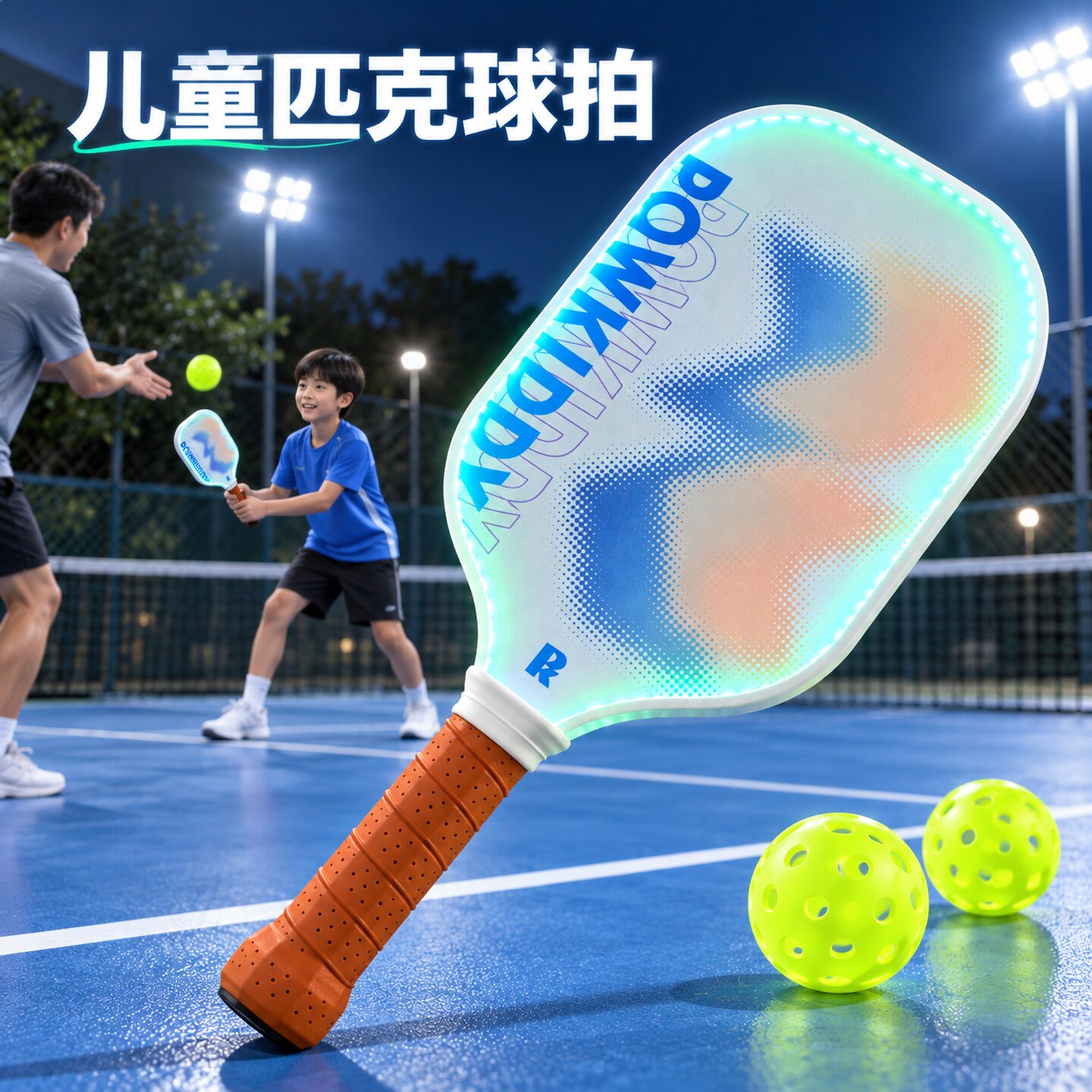 儿童发光可充电耐磨匹克球拍