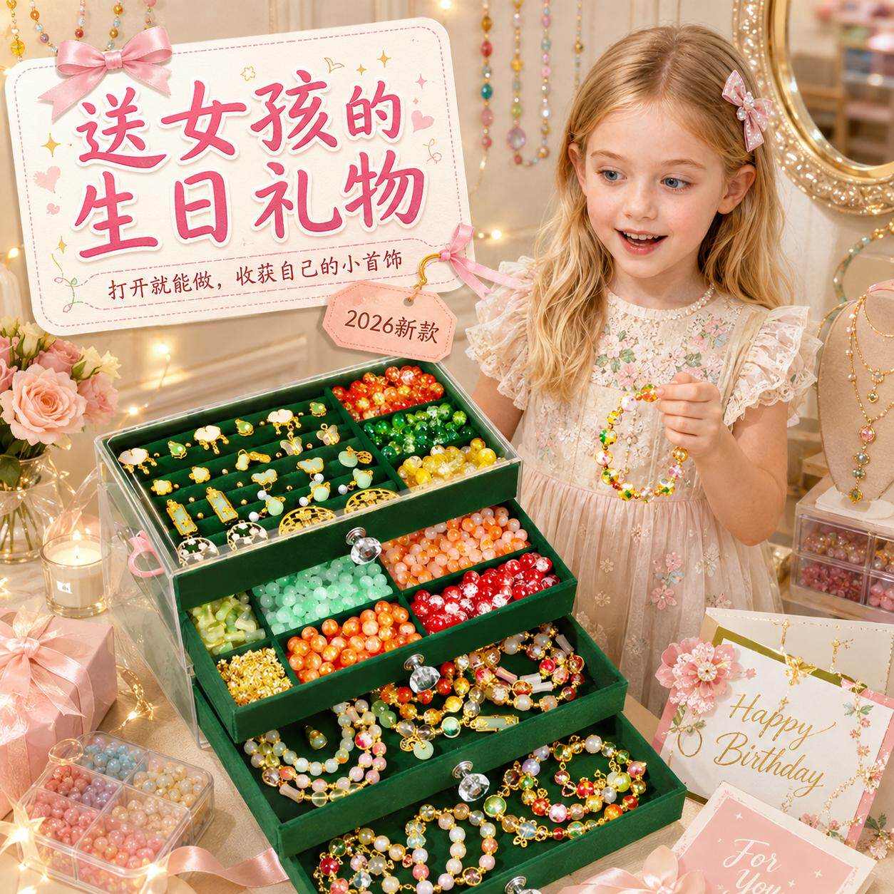 女童diy串珠生日礼物2026新款8到12岁6女童7玩具9十高端实用益智