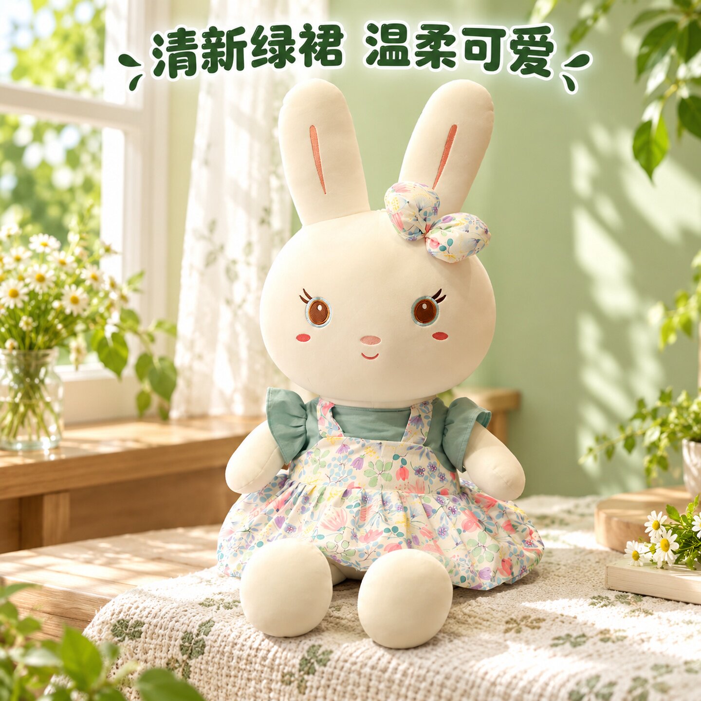 婴幼儿安抚伴睡公仔田园风萌趣小兔毛绒玩偶3到8岁小女孩生日礼物