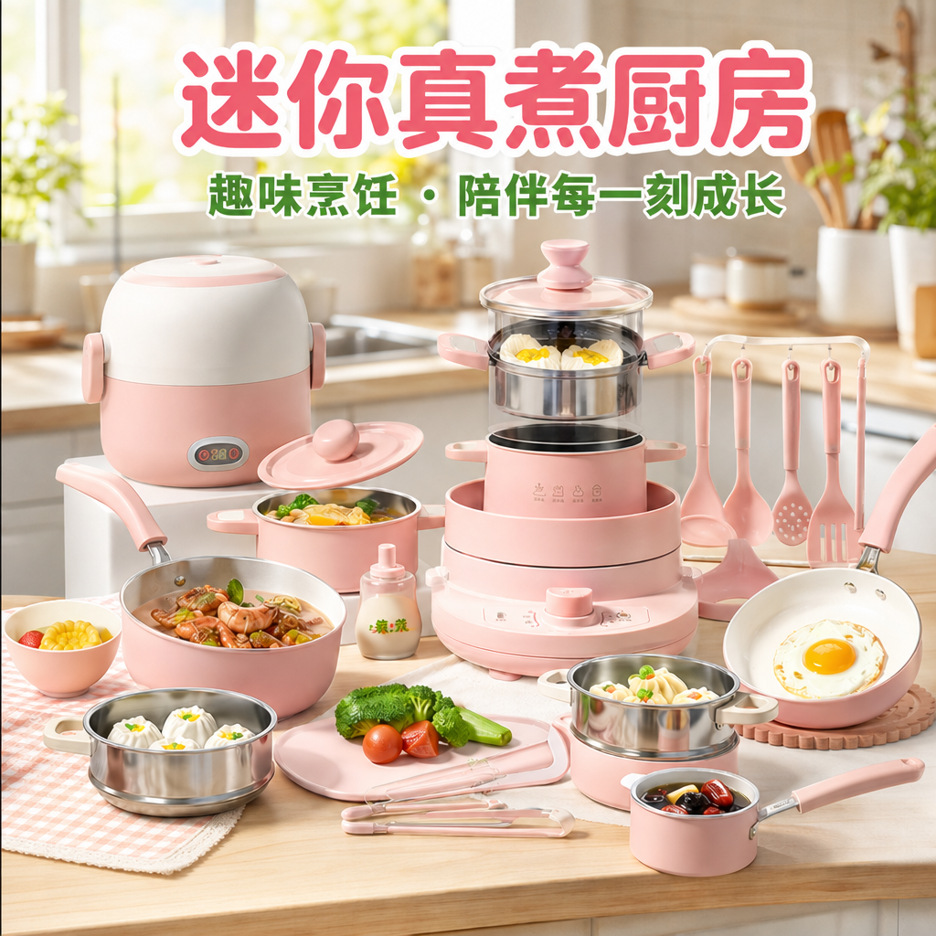 迷你小厨房真煮全套炒菜可做饭厨具教具女孩六一儿童节生日礼物男