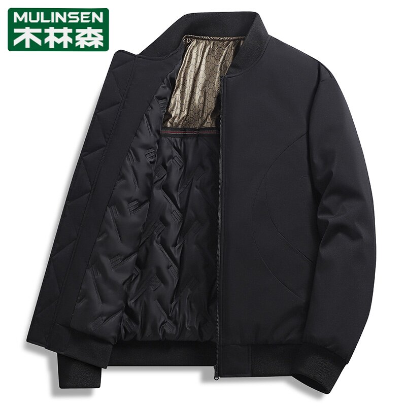 木林森男士秋冬季棉衣加厚棒球领羽绒棉服保暖棉袄中青年夹克外套