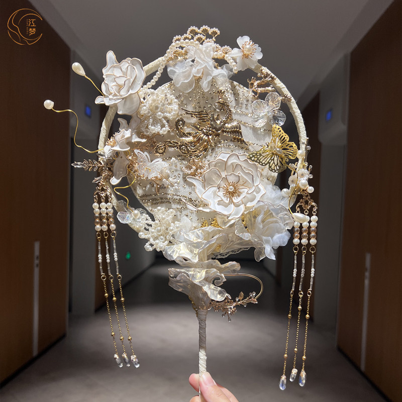 江梦原创设计[牡丹戏蝶]汉服秀禾团扇手工喜扇艺术装饰品结婚礼物,家居饰品,工艺扇/团扇/喜扇/折扇,淘宝优惠券,粉丝福利购,淘宝优惠卷