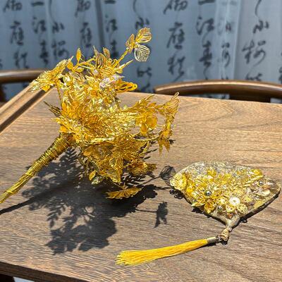 江梦原创设计[金络摇风]新中式手捧花国风新娘秀禾晨袍扇子结婚礼