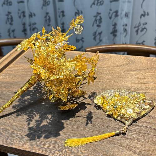 江梦原创设计[金络摇风]新中式手捧花国风新娘秀禾晨袍扇子结婚礼