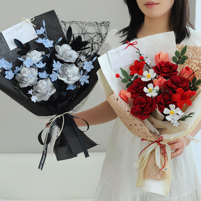 扭扭棒花束送男友女友节日情人节礼物玫瑰花仿真花手工diy材料包