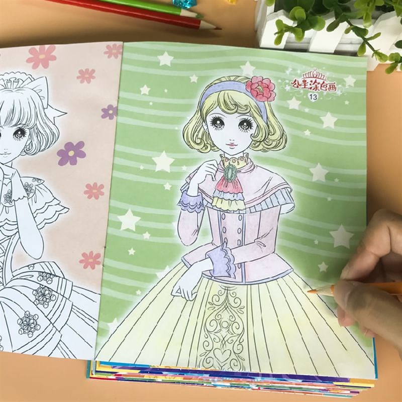 小公主涂色画 简笔画全套10册女孩画本绘画册l6-8-12