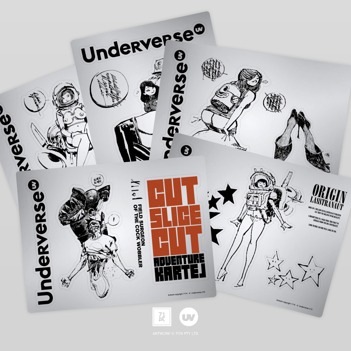 Underverse Ashley Wood 银色哑光贴纸套装