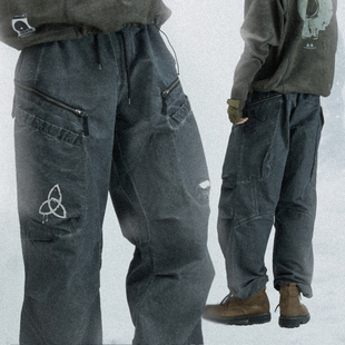 多口袋水洗做旧棉质长裤 吉考斯工业 Underverse