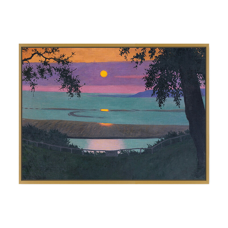 正品港画日出日落北欧小众装饰画客厅风景挂画艺术紫色落日黄昏壁