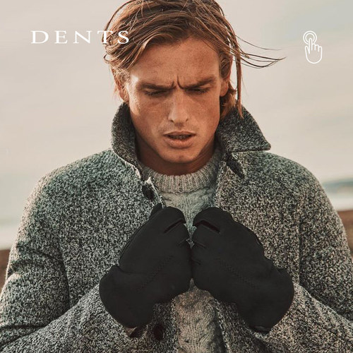 DENTS羊皮抓绒内里可触屏手套