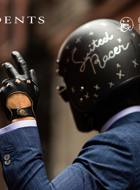 西装暴徒联名|DENTS潮酷骑行机车羊皮触屏男士手套5-1000礼盒