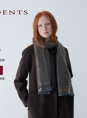 新年礼赠|DENTS苏格兰 宽复古拼色羊毛羊绒围巾披肩LOWLAND礼盒