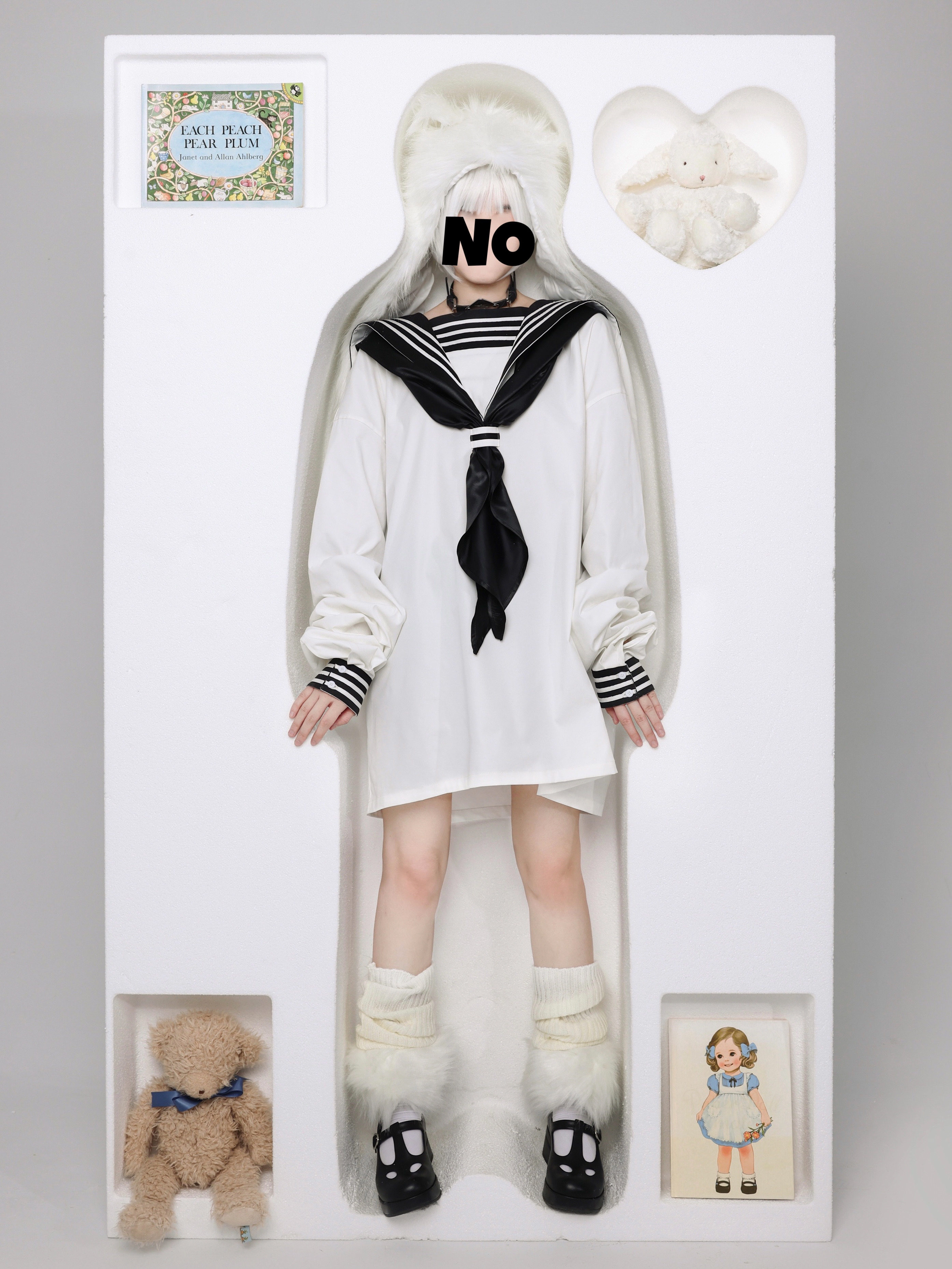 超大水手服复古白三本男女同款