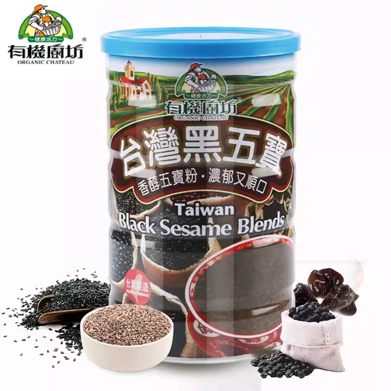 有机厨坊台湾黑五宝黑芝麻糊五黑粉无蔗糖黑豆黑米粉代餐粉,咖啡/麦片/冲饮,代餐粉,淘宝优惠券,粉丝福利购,淘宝优惠卷