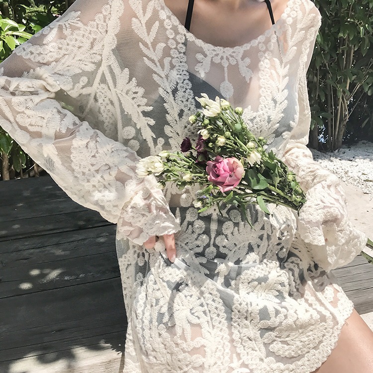 2025年新款女士感显瘦遮肚保守分体温泉游泳衣三件套罩衫
