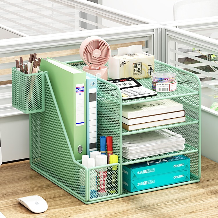 文件收纳架置物架桌面多层资料档案文件分类分层收纳盒办公室用品
