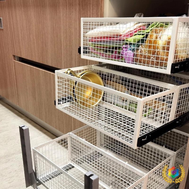 ?网格收纳箱橱柜拉篮铁艺超市陈列收纳筐厨房衣柜金属抽屉