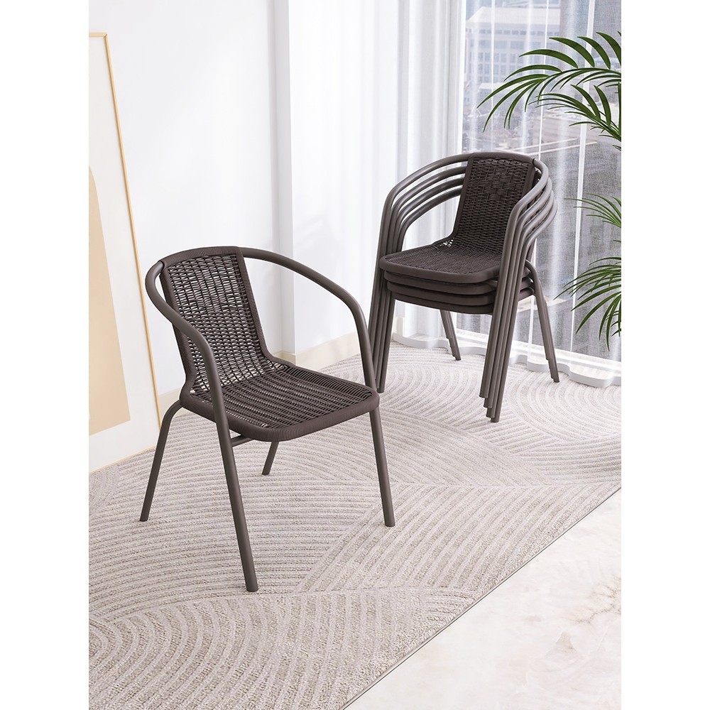 户外阳台休闲编藤靠背椅庭院可堆叠塑料椅家用餐桌椅套装防水防晒,住宅家具,阳台椅,淘宝优惠券,粉丝福利购,淘宝优惠卷