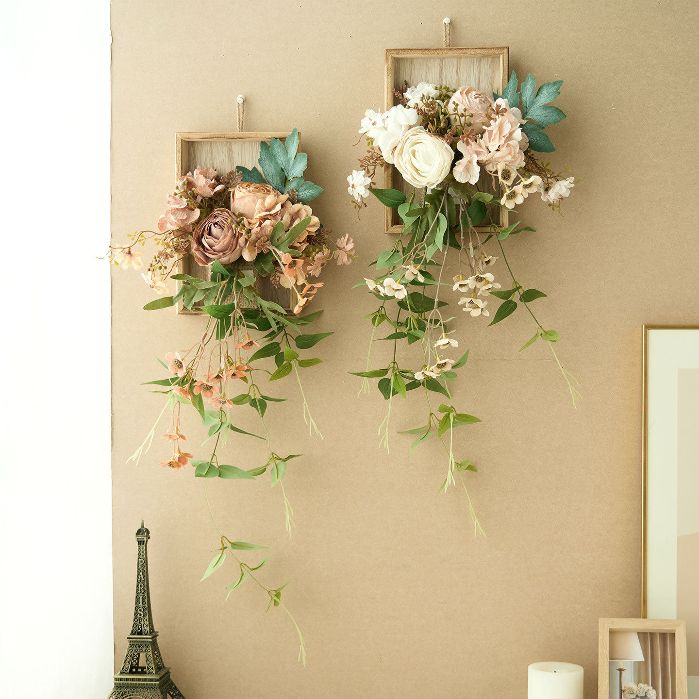 木制壁挂ins风花焦边玫瑰客厅卧室餐厅背景墙面装饰