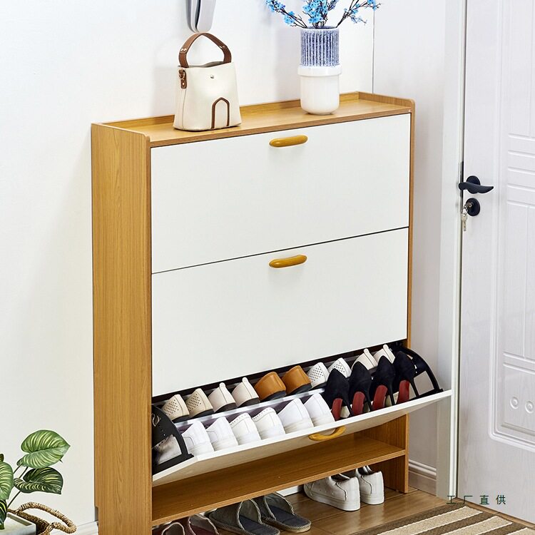 超薄鞋柜17cm组装经济型家用门口多功能简约现代门口翻斗式小鞋柜