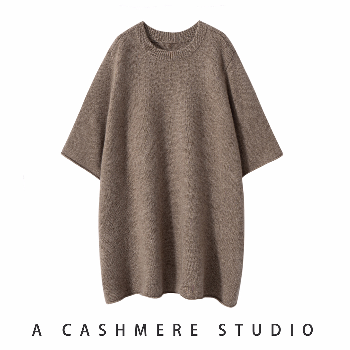 慵懒风中长款羊绒短袖毛衣