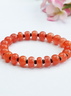 天然南红玛瑙手串冰红算盘珠手链珠宝男女士气质简约饰品民族风