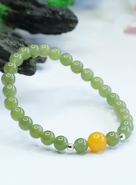 天然和田玉晴水手串蜜蜡手链珠宝新中式民族风手饰品情侣闺蜜礼物