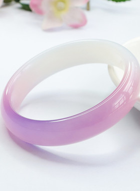 天然紫玉髓手镯渐变玛瑙手环珠宝甜美可爱少女风多巴胺时尚饰品