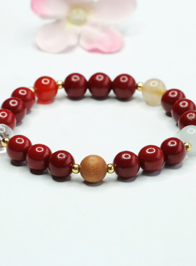 朱砂五行手串紫金砂水晶多宝吉祥纳福手链国潮风男女士手饰品礼物