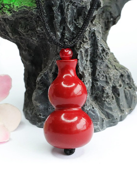 朱砂吊坠紫金砂立体福禄双全葫芦挂坠项链女士复古民族风饰品礼品